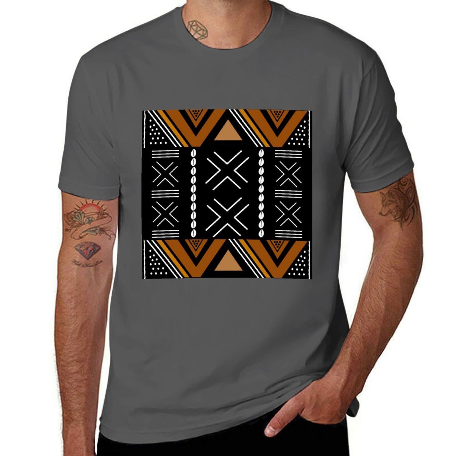 Mudcloth Print Top - African Mud Cloth Bogolan Design T-Shirt
