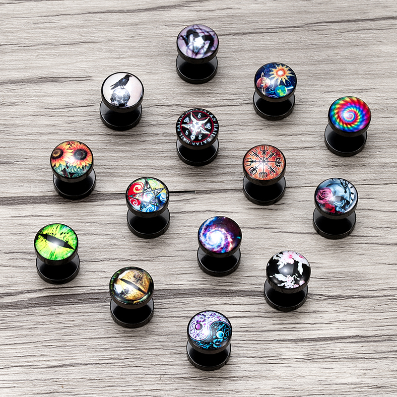 Men'S Ethnic Fashion Trends - Earrings Retro Ethnic Round Cake Barbell