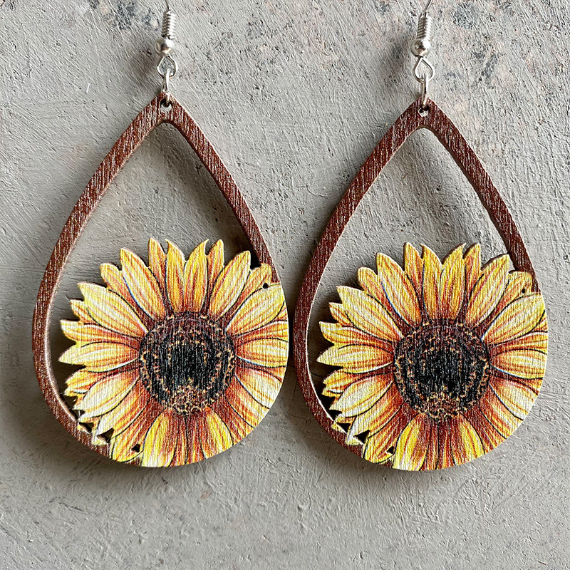 Ethnic Fashion Boutique - Laser Cutout Wood Sunflower Cactus Teardrop