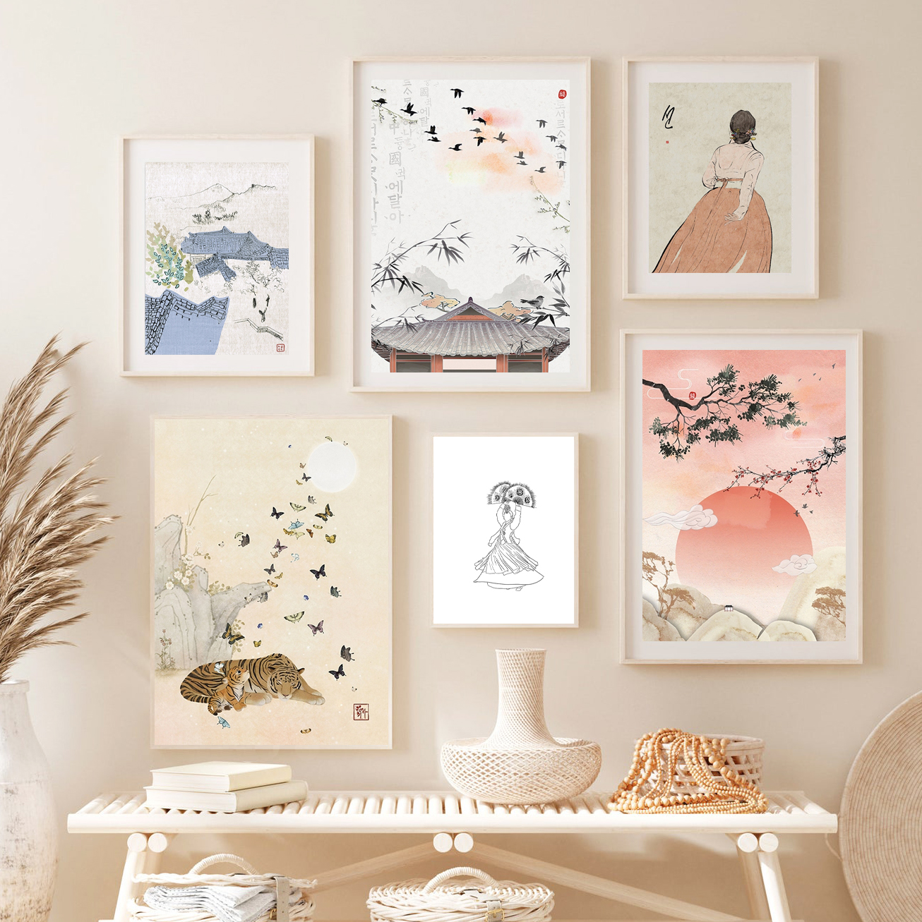 Hanbok Modern Set - Korean Art Print Asian Tradition Wall