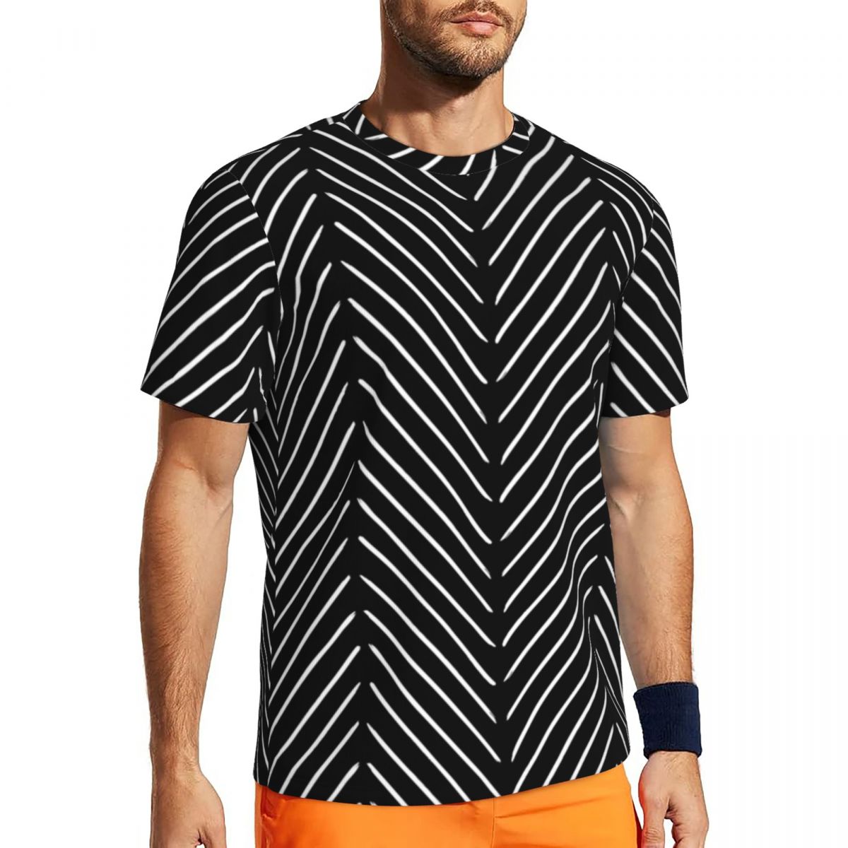 Mudcloth Print Top - Sportswear T-Shirt Male Retro Nordic Lines
