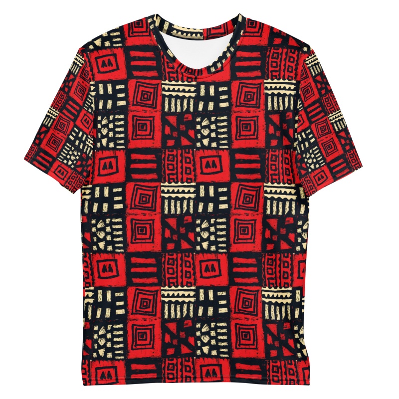 Mudcloth Print Top - Tribal African Mudcloth Pattern T-Shirt For
