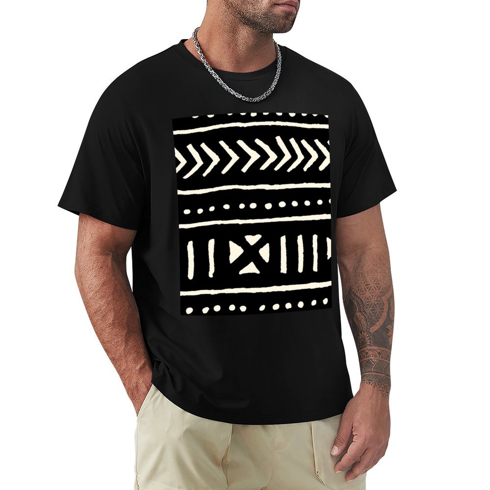 Mudcloth Print Top - african mud cloth black and white