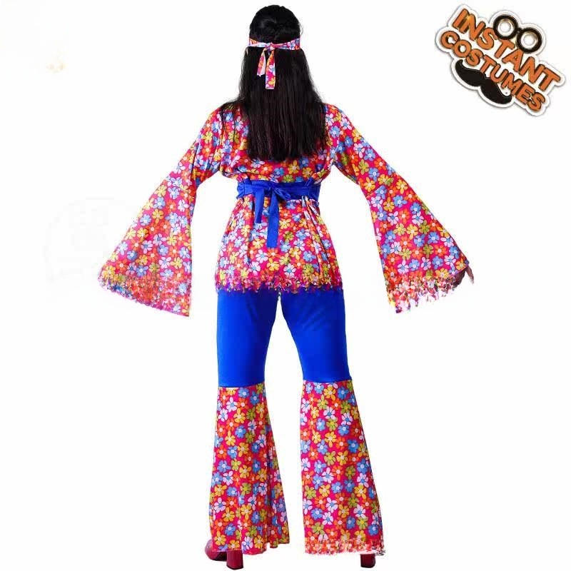 Ethnic Fashion Trend - Women's Big Flower Hippie Suit Disco