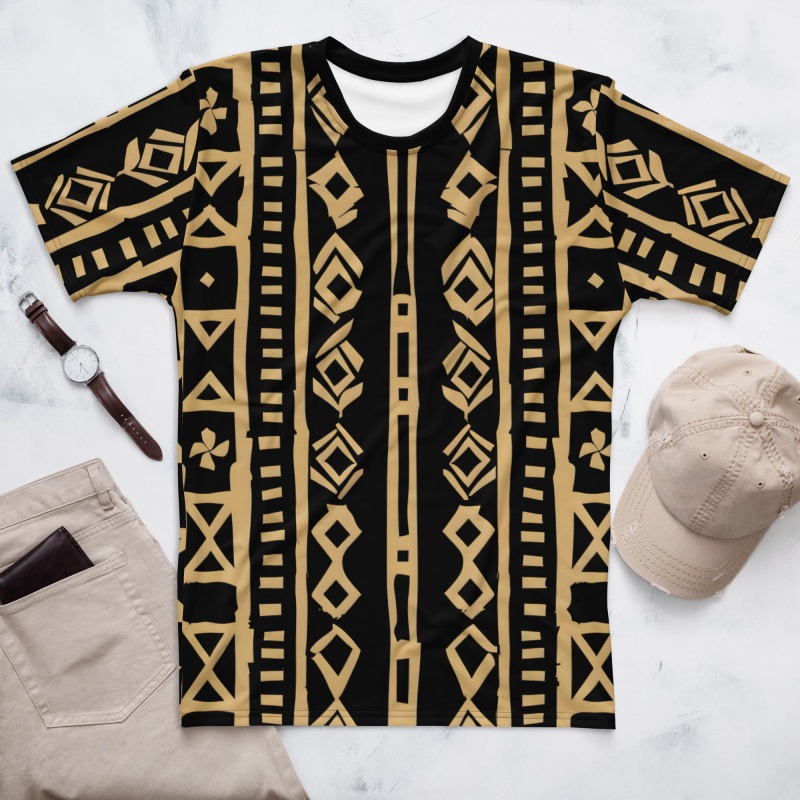 Mudcloth Print Top - Tribal African Mudcloth Pattern T-Shirt For