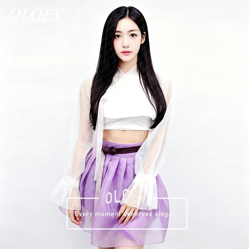 Hanbok Modern Set - OLOEY Modern Purple Ivory Short Concert
