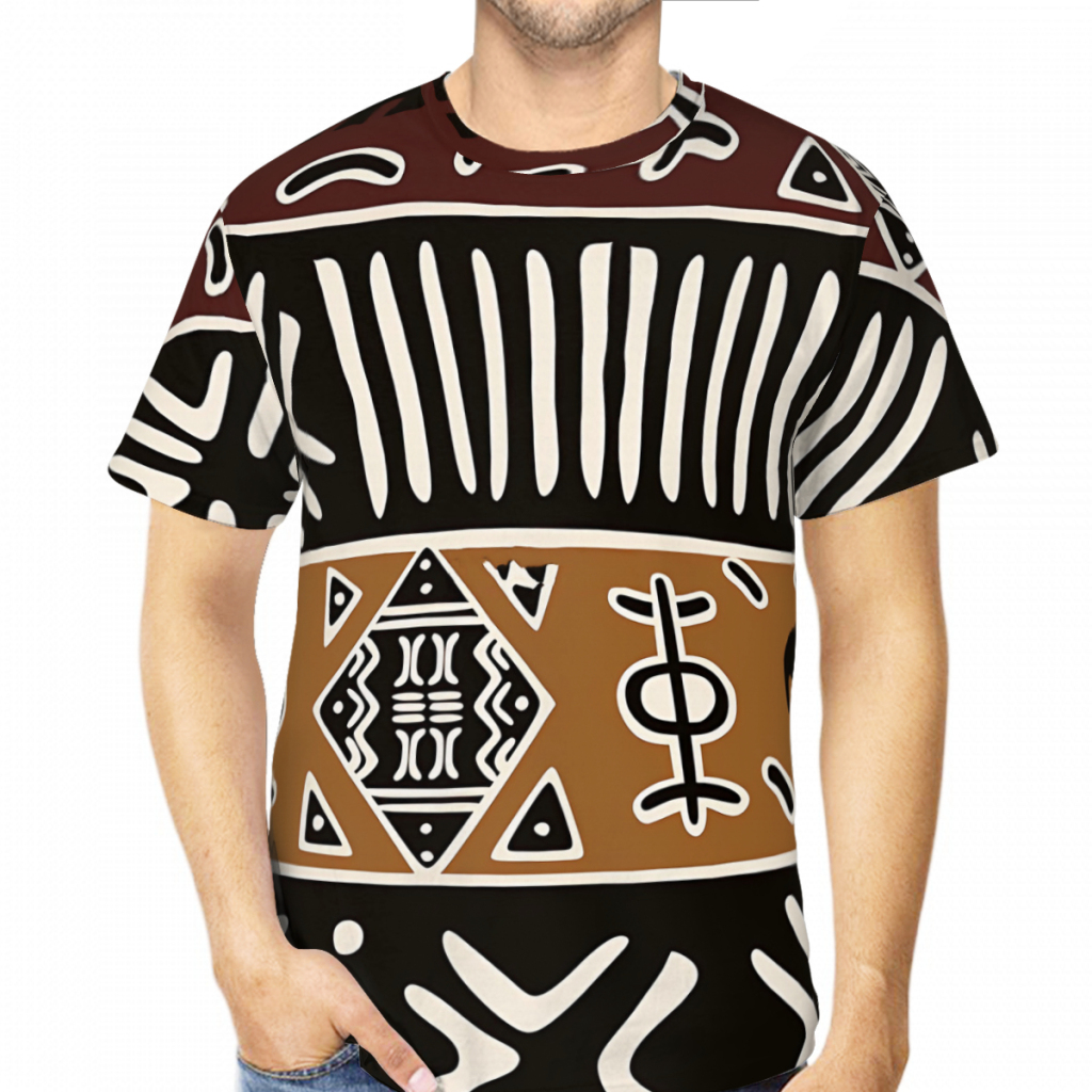 Mudcloth Print Top - Mud Cloth with Elephants 3D Printed
