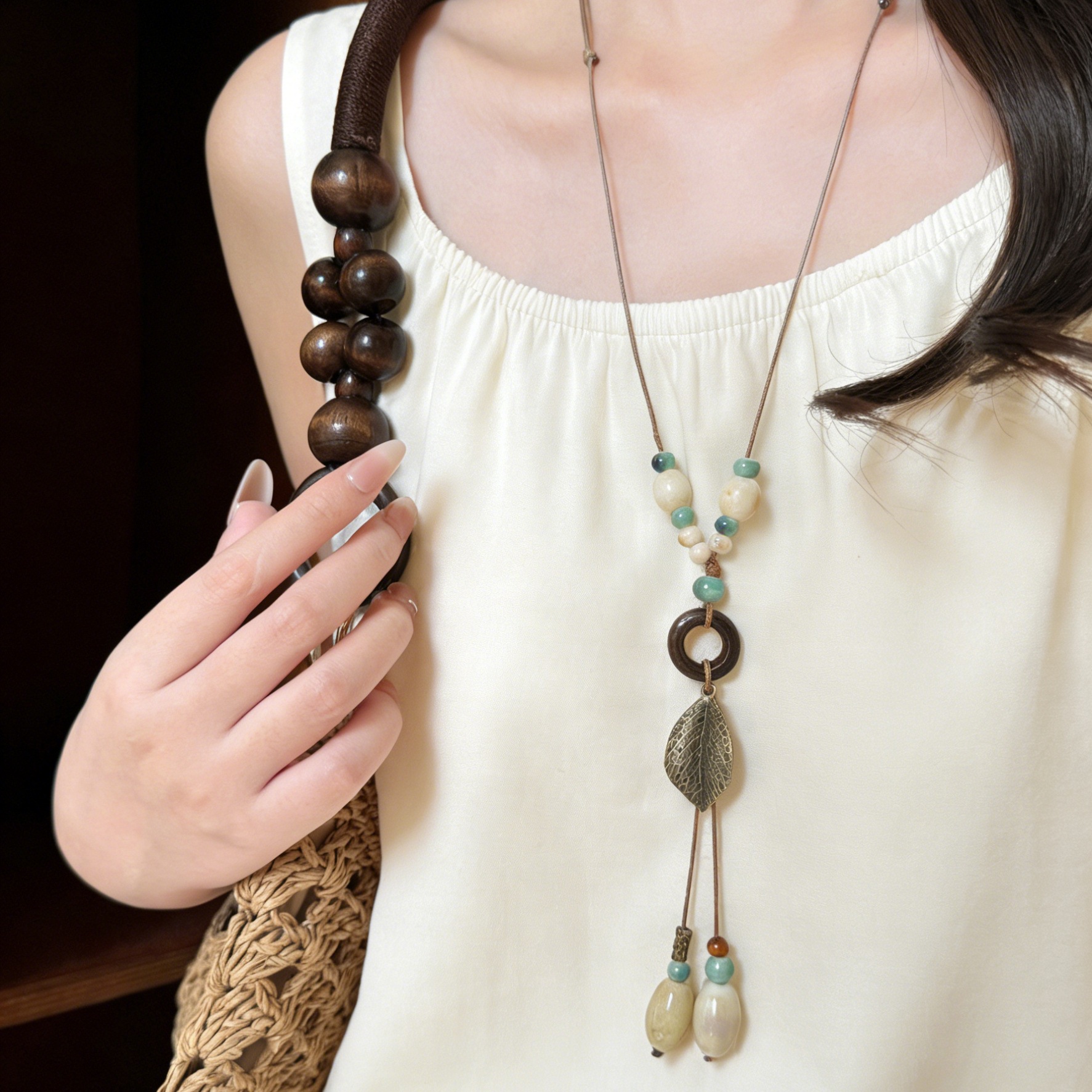 Ethnic Fashion Shoot - Retro New Chinese-Style Ethnic Ceramic Pendant