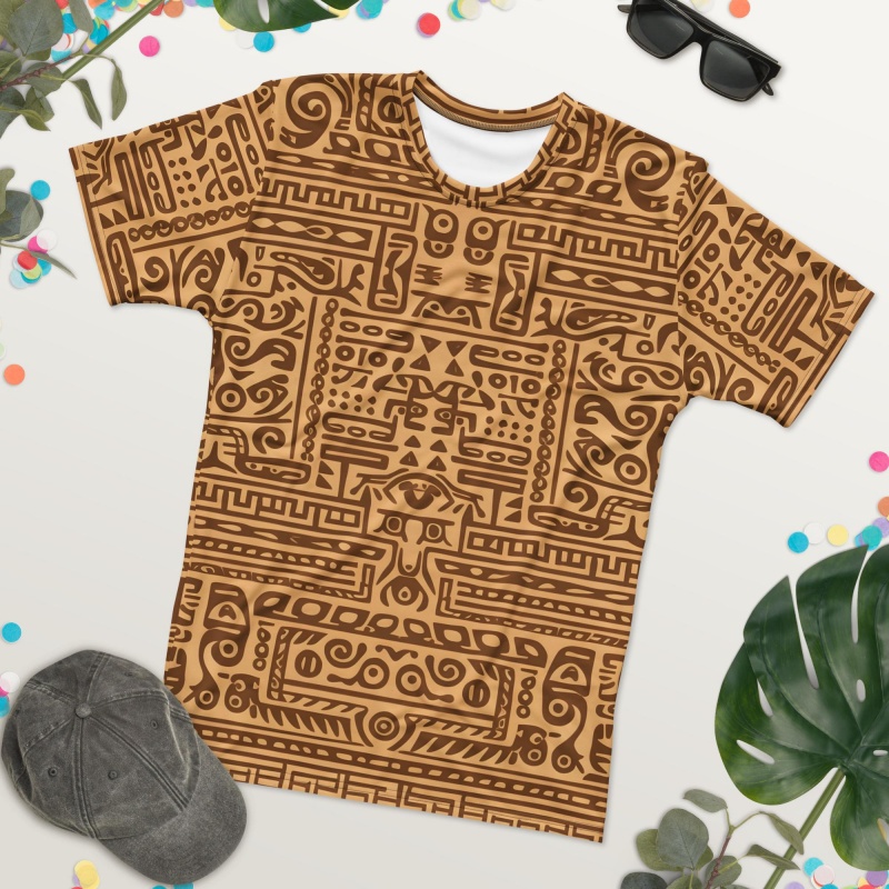 Mudcloth Print Top - Tribal African Mudcloth Pattern T-Shirt For