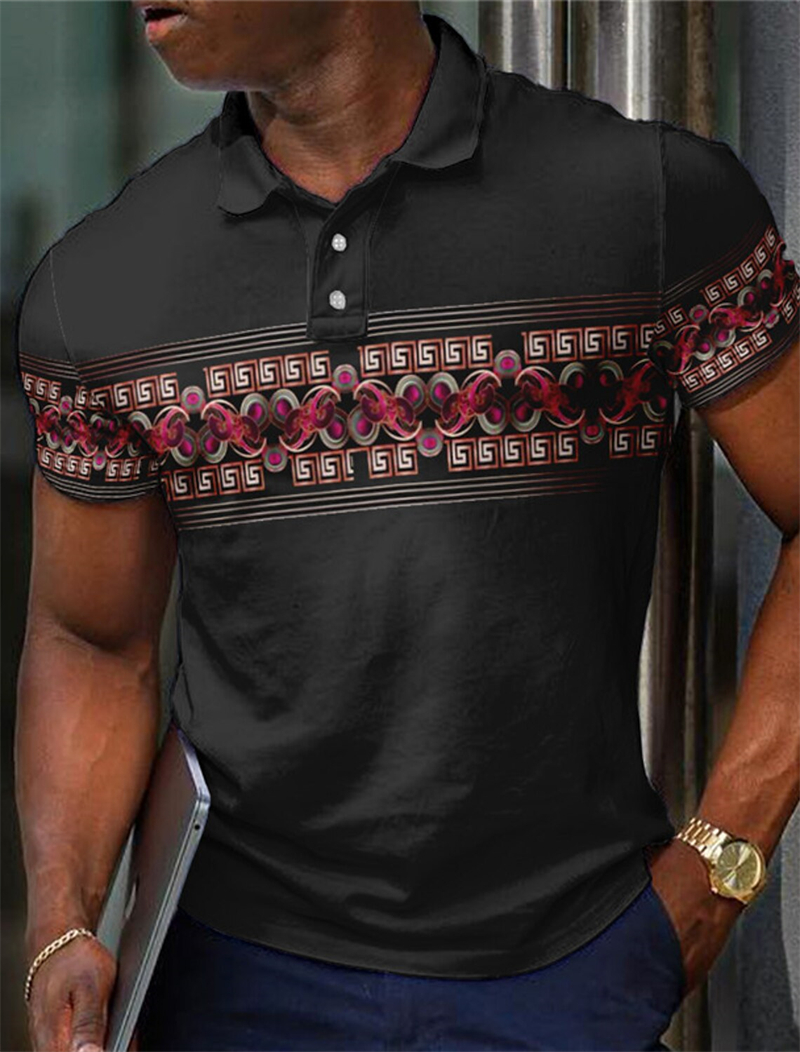 Retro Ethnic Style Polo Shirts - Men'S Ethnic Fashion Trends 评论和价格