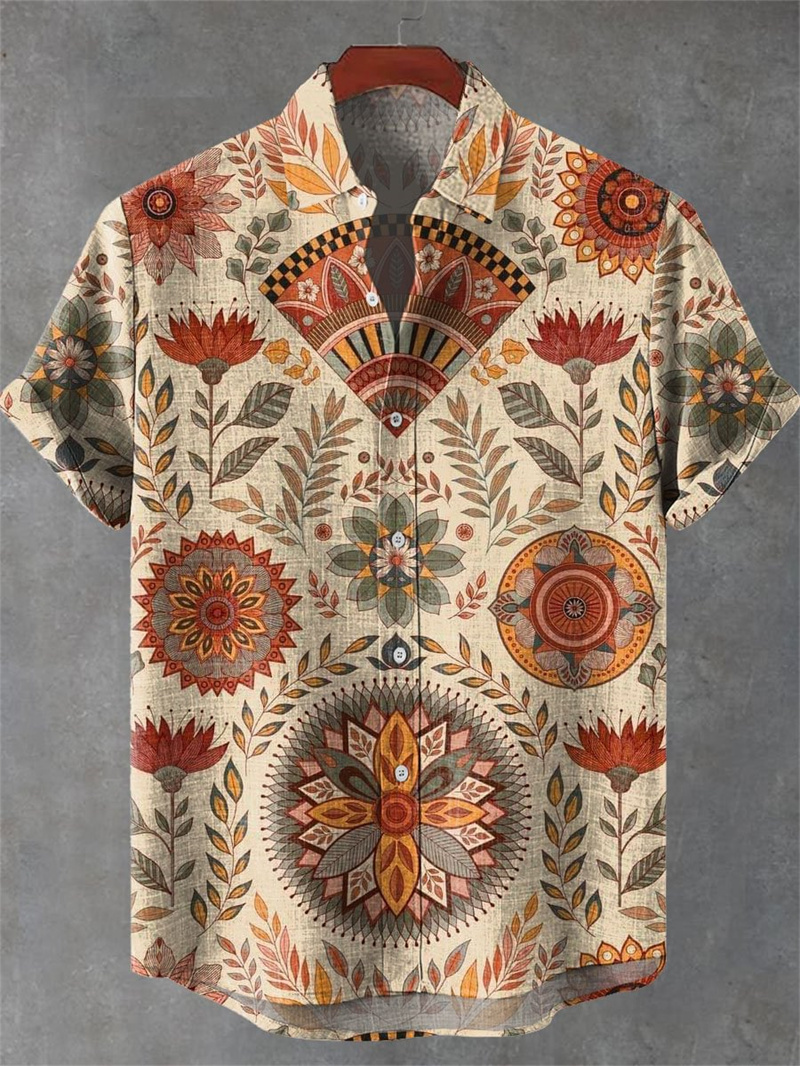 Men's Short Sleeve Shirt Vinta - Men'S Ethnic Fashion Trends 评论和价格