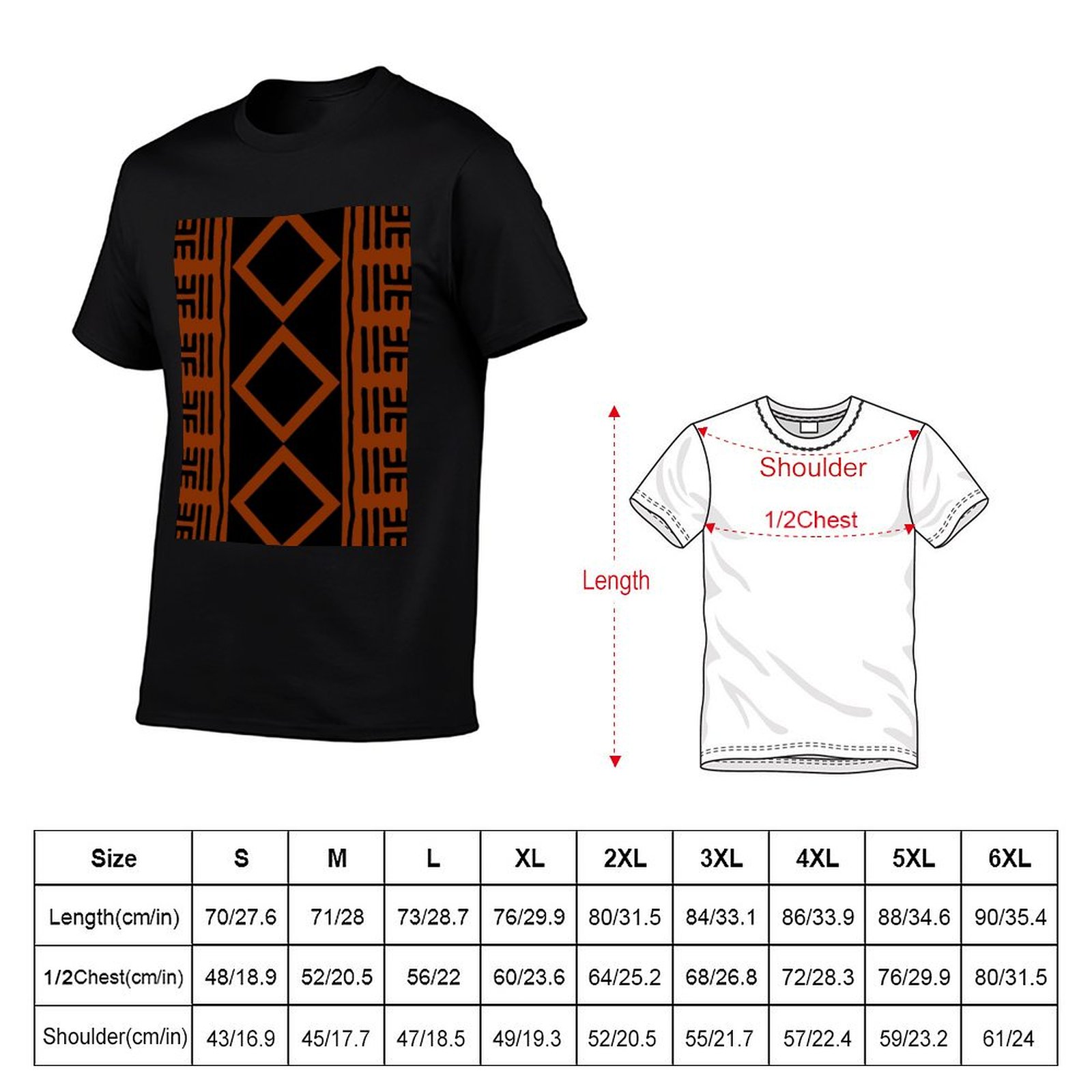 Rust Colored African Mudcloth  - Mudcloth Print Top 评论和价格