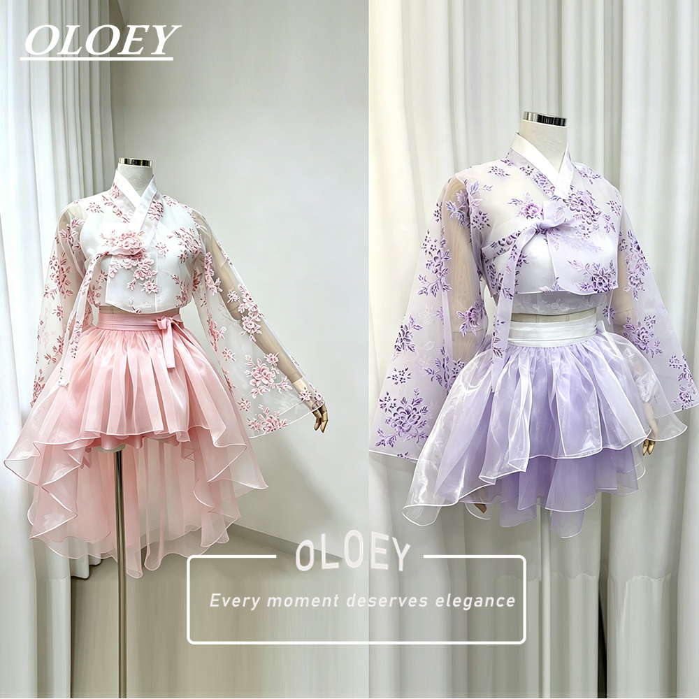 OLOEY Modern Floral Print Shor - Hanbok Modern Set 评论和价格