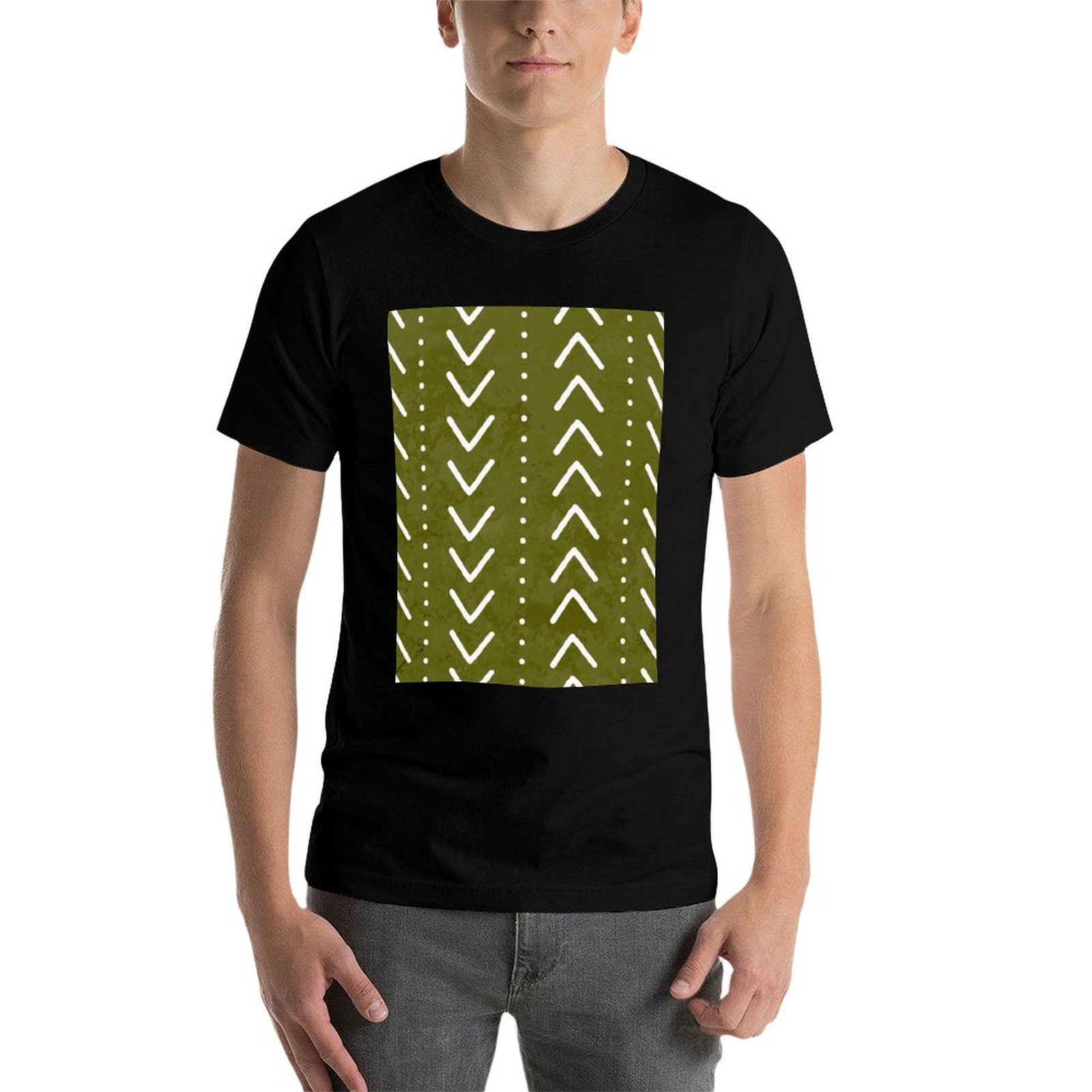 Olive Green Mudcloth Arrows Pa - Mudcloth Print Top 评论和价格