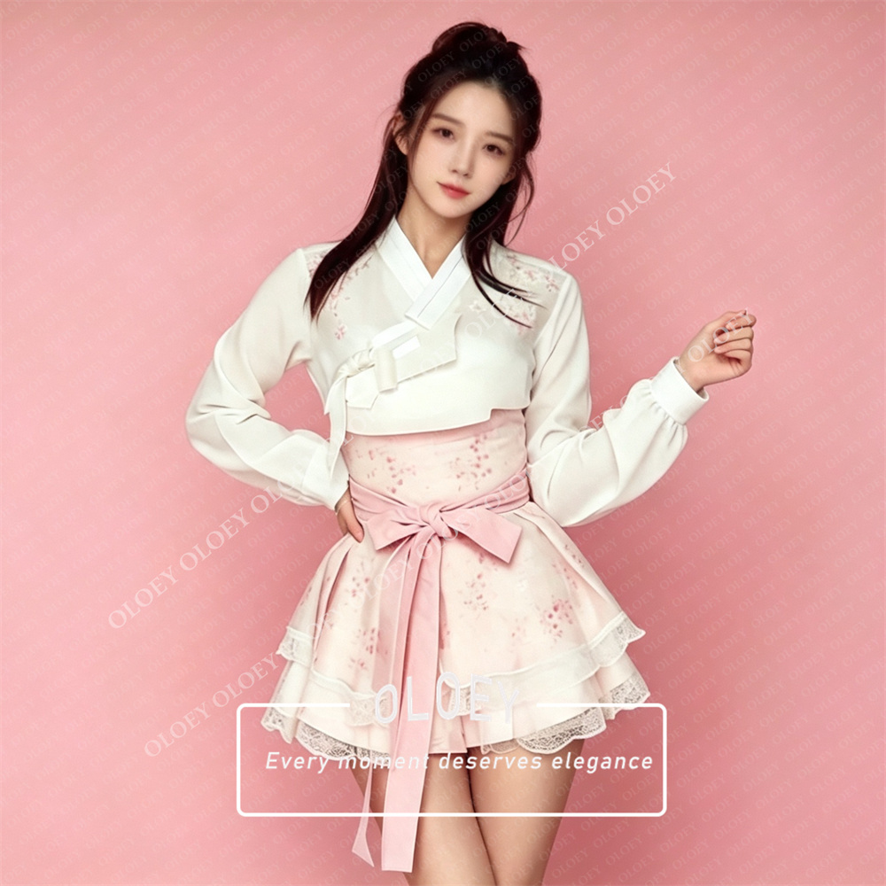 OLOEY Modern Pink Floral Print - Hanbok Modern Set 评论和价格