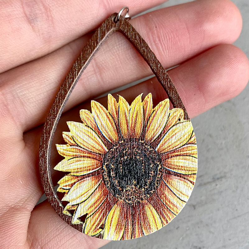 Laser Cutout Wood Sunflower Ca - Ethnic Fashion Boutique 评论和价格