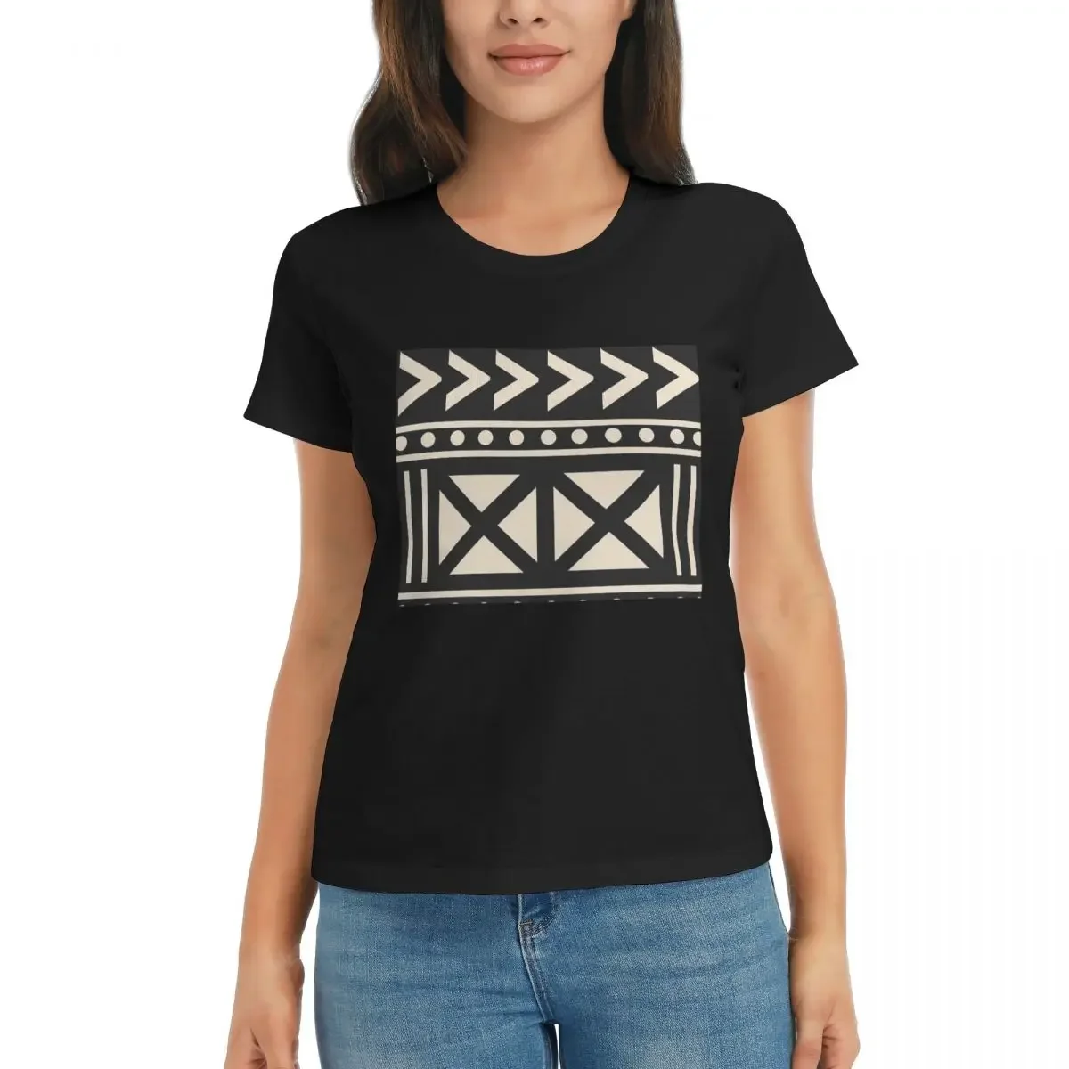 Women T-Shirt African Mud Clot - Mudcloth Print Top 评论和价格