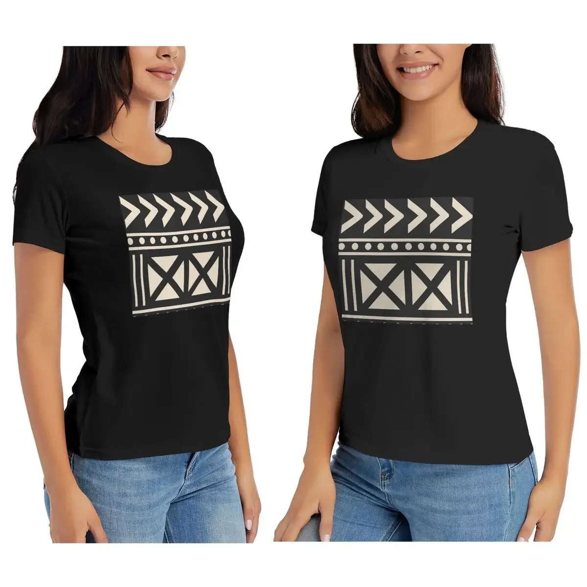 Women T-Shirt African Mud Clot - Mudcloth Print Top 评论和价格