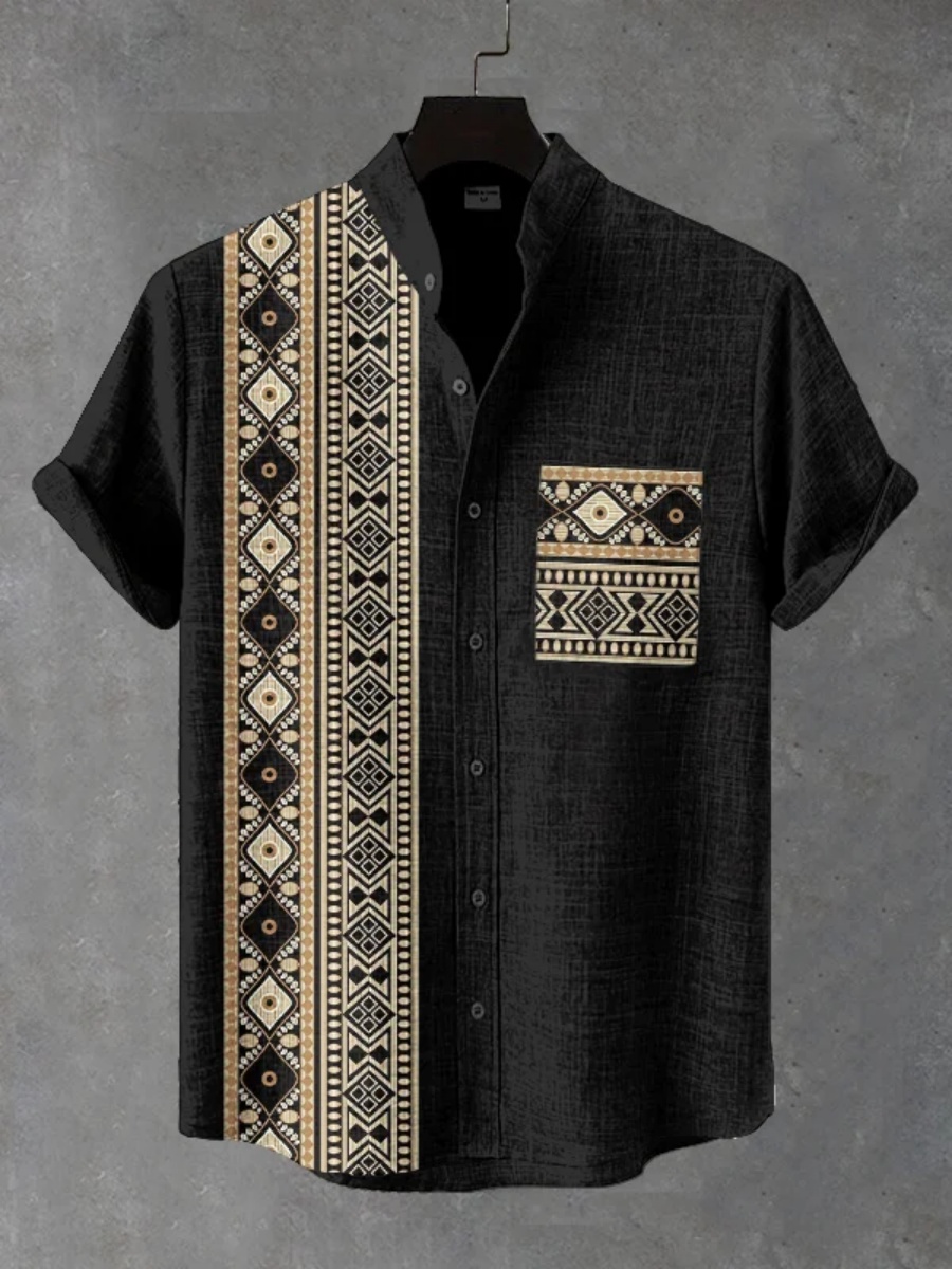 Men's Retro Ethnic Tribal Shor - Men'S Ethnic Fashion Trends 评论和价格