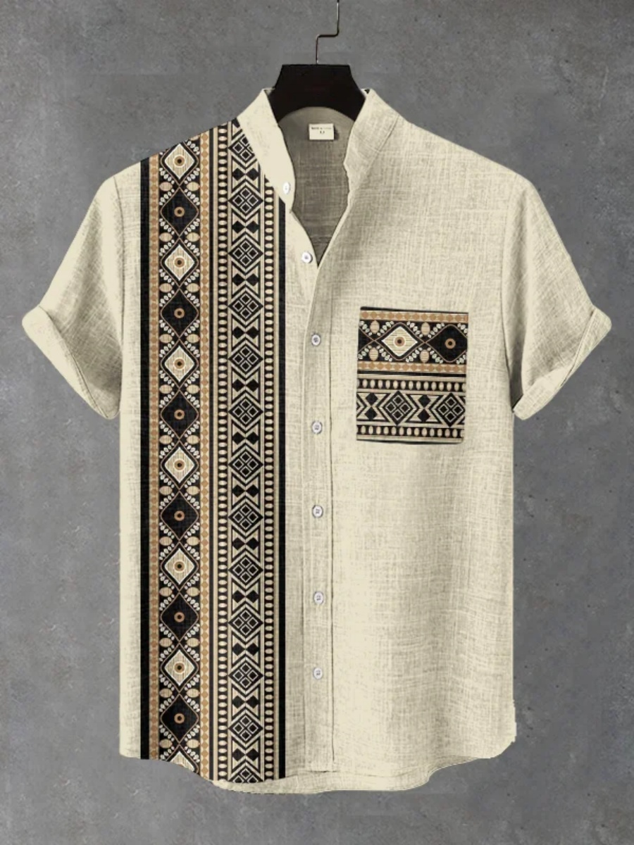 Men's Retro Ethnic Tribal Shor - Men'S Ethnic Fashion Trends 评论和价格