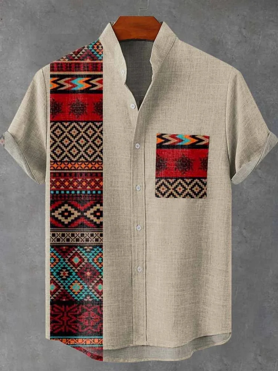 Men's Retro Ethnic Tribal Shor - Men'S Ethnic Fashion Trends 评论和价格