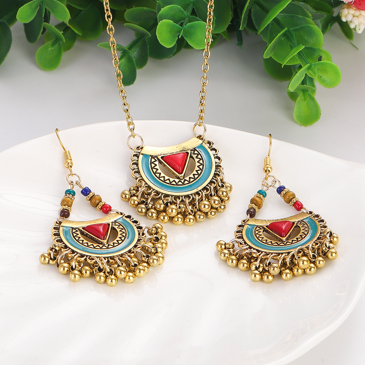 Ethnic Red Stone Necklace Earr - Ethnic Fashion Trends 2026 评论和价格