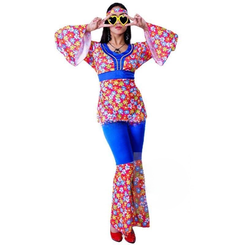Women's Big Flower Hippie Suit - Ethnic Fashion Trend 评论和价格