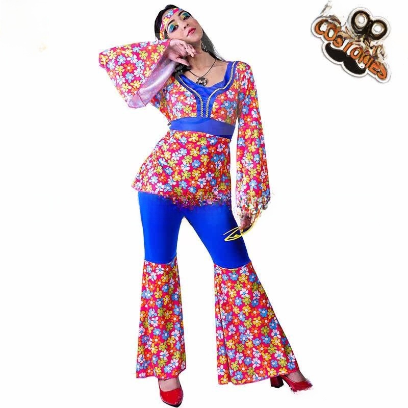 Women's Big Flower Hippie Suit - Ethnic Fashion Trend 评论和价格
